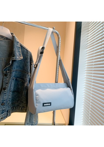 Çapraz Askılı Çanta Taşınabilir Naylon Malzeme Şık Kentsel Basit Stil Yumuşak ve Sert, Gri (Yurt Dışından)