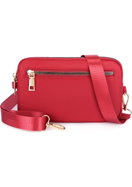 Çapraz Askılı Çanta Taşınabilir Naylon Malzeme Zarif ve Sade Stil, Kırmızı (Yurt Dışından)