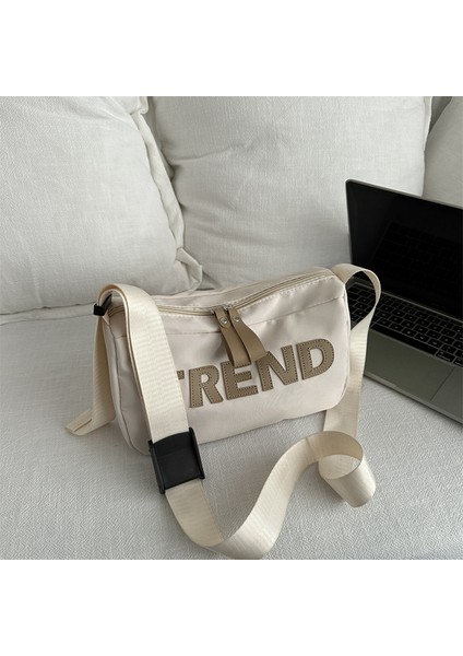 Çapraz Askılı Çanta Taşınabilir Yüksek Kaliteli Oxford Kumaş Düz Renk Cinsiyetsiz Stil, Beyaz (Yurt Dışından)