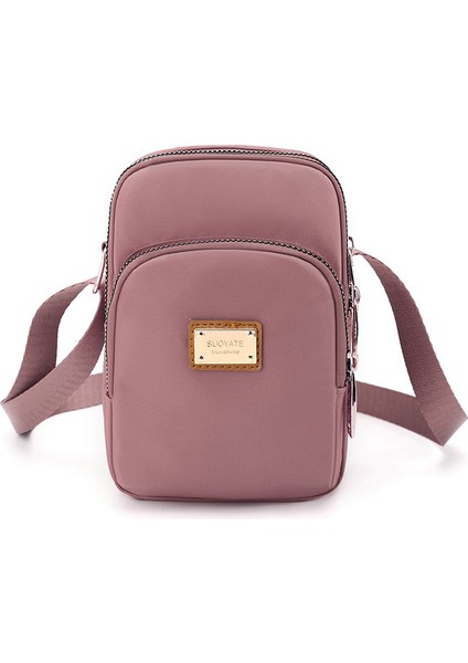 Çapraz Askılı Çanta Taşınabilir Hafif Su Geçırmez Naylon Malzeme Basit Düz Renk Nötr Stil Hassas Dokunuş, Pembe (Yurt Dışından)