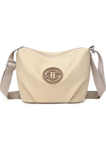 Çapraz Askılı Çanta Taşınabilir Yüksek Kaliteli Aşınmaya Dayanıklı Naylon Malzeme Düz Renk Stili, Bej (Yurt Dışından)