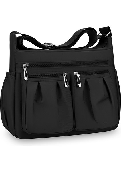 Çapraz Askılı Çanta Taşınabilir Su Geçırmez Oxford Kumaş Malzemesi Edebi ve Çin Tarzı, Siyah (Yurt Dışından)