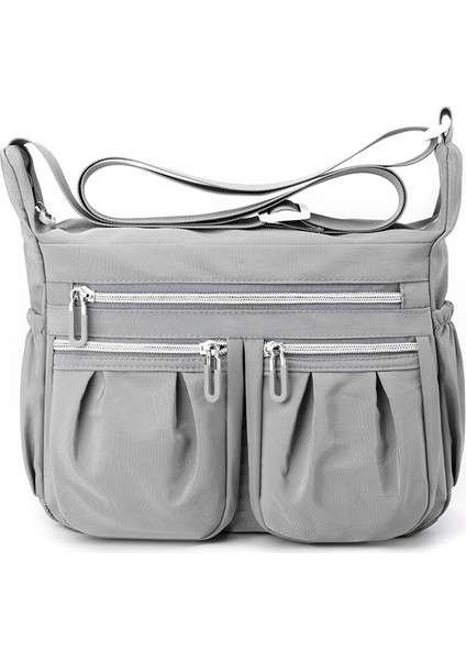 Çapraz Askılı Çanta Taşınabilir Çizilmeye ve Aşınmaya Dayanıklı Yüksek Kaliteli Naylon Kumaş Büyük Kapasiteli Şık ve Çok Yönlü, Gri (Yurt Dışından)