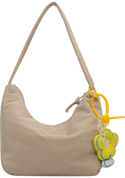 Çapraz Askılı Çanta Taşınabilir Yüksek Kaliteli Kanvas Kumaş Basit Düz Renk Stili, Bej (Yurt Dışından)