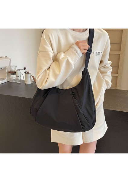 Çapraz Askılı Çanta Taşınabilir Yüksek Kaliteli Naylon Kumaş Basit Düz Renk Stili , Bej (Yurt Dışından) modelleri