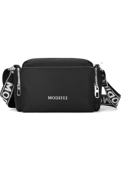 Çapraz Askılı Çanta Taşınabilir Hafif ve Nefes Alabilen Naylon Malzeme Basit Düz Renk Şık ve Nötr Stil Temizlenmesi Kolay, Siyah (Yurt Dışından)