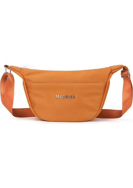 Çapraz Askılı Çanta Taşınabilir Hafif Su Geçırmez Naylon Malzeme Basit Kişılik Saf Renk Nötr Stil Yumuşak Dokunuş, Turuncu (Yurt Dışından)