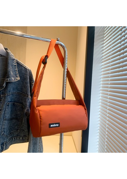 Çapraz Askılı Çanta Taşınabilir Naylon Malzeme Şık Kentsel Basit Stil Yumuşak ve Sert, Turuncu (Yurt Dışından)