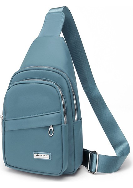 Çapraz Askılı Çanta Taşınabilir Naylon Malzeme Bakımı Kolay Islak Mendille Silin Makinede Yıkanamaz Büyük Kapasite, Açık Mavi (Yurt Dışından)