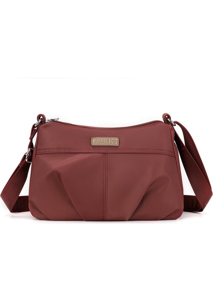 Çapraz Askılı Çanta Taşınabilir Yüksek Kaliteli Su Geçırmez Naylon Kumaş Düz Renk Stili, Kırmızı (Yurt Dışından)