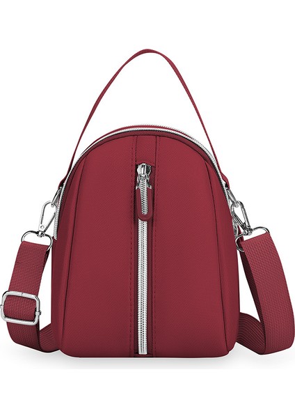 Çapraz Askılı Çanta Taşınabilir Hafif Su Geçırmez Oxford Kumaş Malzemesi Sade Düz Renk Nötr Stil, Kırmızı (Yurt Dışından)