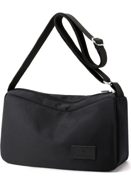 Çapraz Askılı Çanta Taşınabilir Dayanıklı Yüksek Yoğunluklu Su Geçırmez Naylon Malzeme Rahat ve Şık, Siyah (Yurt Dışından)