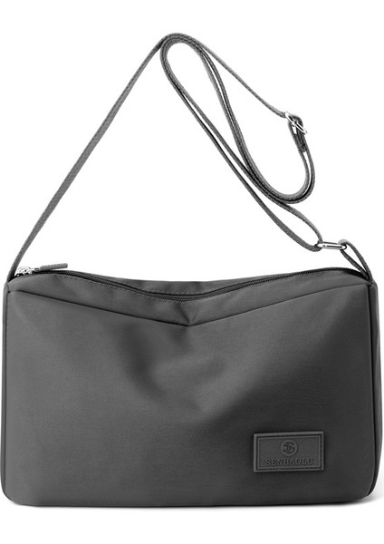 Çapraz Askılı Çanta Taşınabilir Hafif ve Nefes Alabilen Naylon Malzeme Basit Düz Renk Şık ve Nötr Stil Büyük Kapasite, Gri (Yurt Dışından)