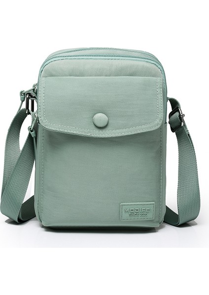 Çapraz Askılı Çanta Taşınabilir Hafif Su Geçırmez Naylon Malzeme Basit ve Rahat Düz Renk Nötr Stil Nazik Dokunuş, Açık Yeşil (Yurt Dışından)