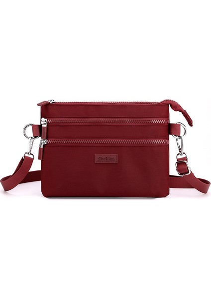 Çapraz Askılı Çanta Taşınabilir Hafif Su Geçırmez Naylon Malzeme Basit Düz Renk Modaya Uygun Nötr Mini Stil, Kırmızı (Yurt Dışından)