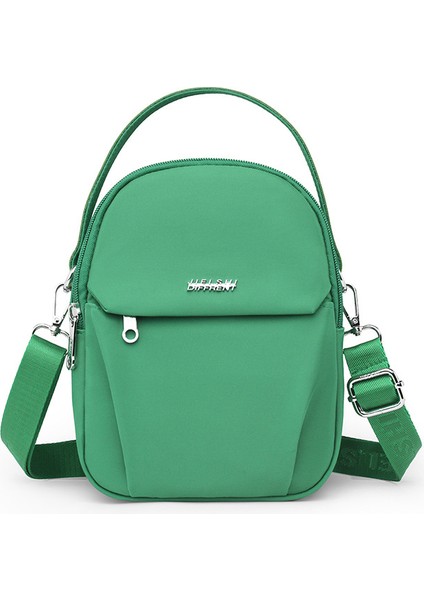 Çapraz Askılı Çanta Taşınabilir Yüksek Yoğunluklu Naylon Kumaş Düz Renk Basit Stil, Yeşil (Yurt Dışından)