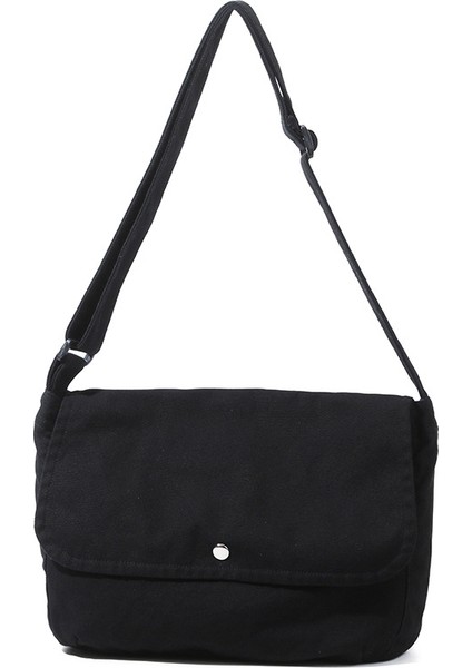 Çapraz Askılı Çanta Taşınabilir Yüksek Kaliteli Kanvas Kumaş Sade Düz Renk Tarzı Ayarlanabilir Omuz Askıları, Siyah (Yurt Dışından)