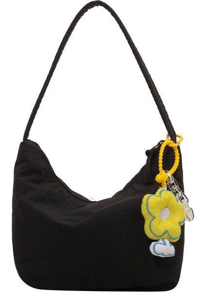 Çapraz Askılı Çanta Taşınabilir Yüksek Kaliteli Kanvas Kumaş Basit Düz Renk Stili, Siyah (Yurt Dışından)