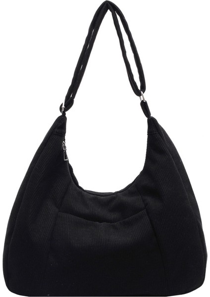 Çapraz Askılı Çanta Taşınabilir Yüksek Kaliteli Kadife Kumaş Sade ve Taze Stil, Siyah (Yurt Dışından)