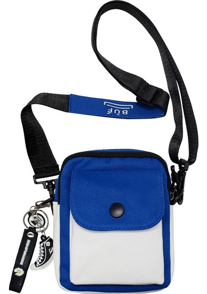 Çapraz Askılı Çanta Taşınabilir Yüksek Kaliteli Kanvas Kumaş Zıt Renkler ve Modaya Uygun Stil, Mavi (Yurt Dışından)