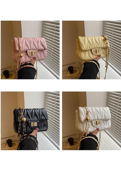 Çapraz Askılı Çanta Taşınabilir Yüksek Kaliteli Pu Malzeme Saf Renk Çok Yönlü ve Zarif Küçük Kare Çanta Stili, Beyaz (Yurt Dışından) modelleri