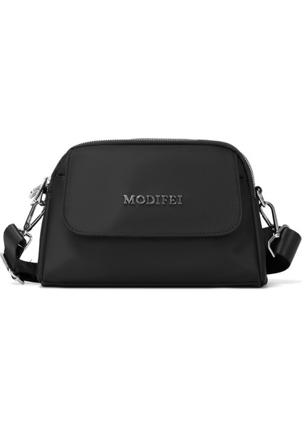 Çapraz Askılı Çanta Taşınabilir Naylon Malzeme Basit Düz Renk Nötr Stil Şık ve Temizlenmesi Kolay, Siyah (Yurt Dışından)