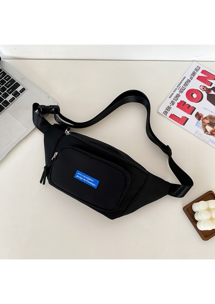 Çapraz Askılı Çanta Taşınabilir Yüksek Kaliteli Naylon Malzeme Şık Düz Renk Stili, Siyah (Yurt Dışından)