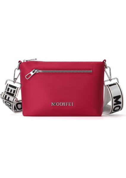 Çapraz Askılı Çanta Taşınabilir Su Geçırmez Yüksek Kaliteli Naylon Kumaş Şık Stil Iyi Görünüm ve Büyük Kapasite, Kırmızı (Yurt Dışından)