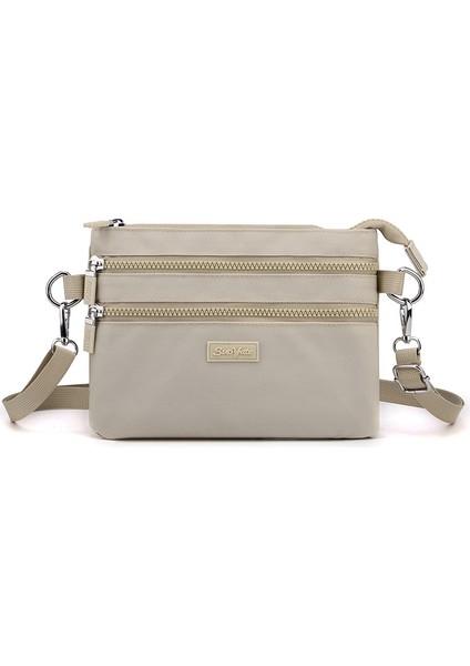 Çapraz Askılı Çanta Taşınabilir Hafif Su Geçırmez Naylon Malzeme Basit Düz Renk Modaya Uygun Nötr Mini Stil, Haki (Yurt Dışından)