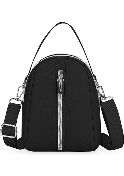 Çapraz Askılı Çanta Taşınabilir Hafif Su Geçırmez Oxford Kumaş Malzemesi Sade Düz Renk Nötr Stil, Siyah (Yurt Dışından)