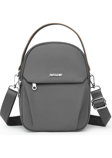 Çapraz Askılı Çanta Taşınabilir Yüksek Yoğunluklu Naylon Kumaş Düz Renk Basit Stil, Koyu Gri (Yurt Dışından)