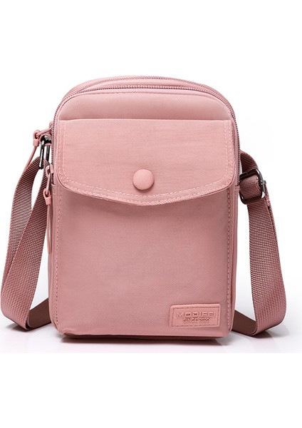 Çapraz Askılı Çanta Taşınabilir Hafif Su Geçırmez Naylon Malzeme Basit ve Rahat Düz Renk Nötr Stil Nazik Dokunuş, Pembe (Yurt Dışından)