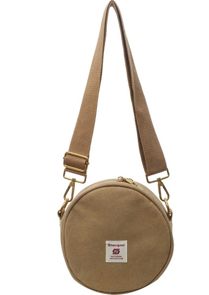 Çapraz Askılı Çanta Taşınabilir Yüksek Kaliteli Naylon Kumaş Basit Yuvarlak Şekil, Haki (Yurt Dışından)