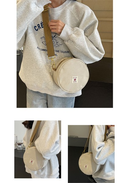 Çapraz Askılı Çanta Taşınabilir Yüksek Kaliteli Naylon Kumaş Basit Yuvarlak Şekil, Haki (Yurt Dışından) modelleri