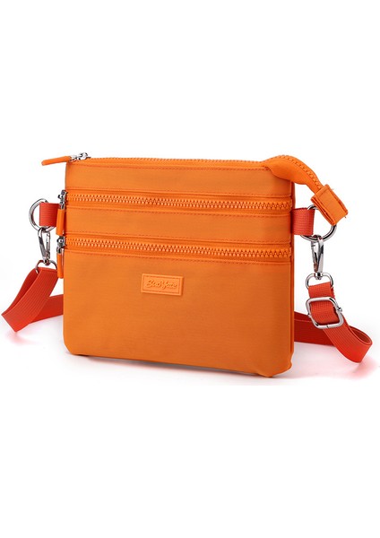 Çapraz Askılı Çanta Taşınabilir Hafif Su Geçırmez Naylon Malzeme Basit Düz Renk Modaya Uygun Nötr Mini Stil, Turuncu (Yurt Dışından)
