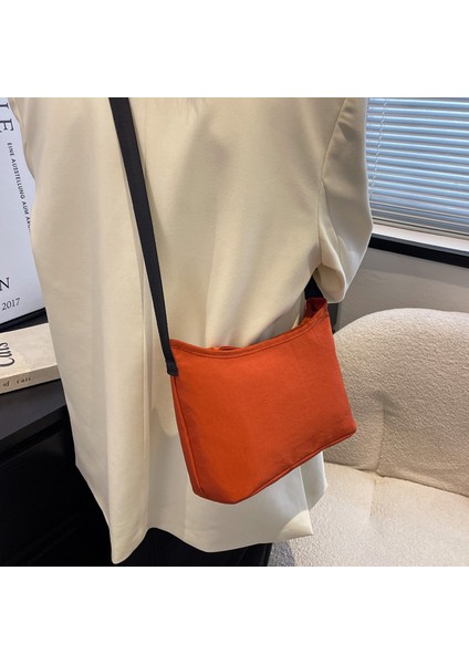 Çapraz Askılı Çanta Taşınabilir Yüksek Kaliteli Naylon Kumaş Düz Renk Taze Stil, Bej (Yurt Dışından) modelleri