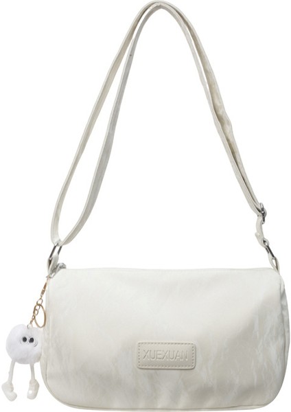 Çapraz Askılı Çanta Taşınabilir Su Geçırmez Yüksek Kaliteli Naylon Malzeme Yüksek Görünümlü Şehirli Sade Düz Renk Stili Yumuşak ve Sert, Beyaz (Yurt Dışından)