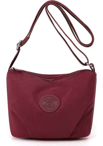 Çapraz Askılı Çanta Taşınabilir Sade Tarza Sahip Yüksek Kaliteli Nefes Alabilen Naylon Kumaş, Koyu Kırmızı (Yurt Dışından)