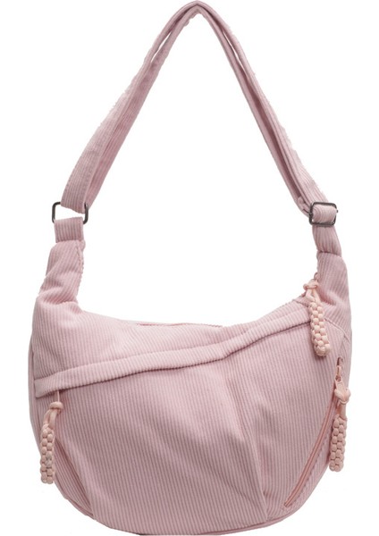 Çapraz Askılı Çanta Taşınabilir Yüksek Kaliteli Kadife Kumaş Düz Renk Taze Stil, Pembe (Yurt Dışından)