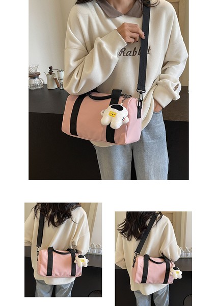 Çapraz Askılı Çanta Taşınabilir Yüksek Kaliteli Naylon Malzeme Kentsel Sade Üç Boyutlu Taşıma Çantası Düz ​​renk Stili, Beyaz (Yurt Dışından) modelleri