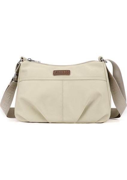 Çapraz Askılı Çanta Taşınabilir Yüksek Yoğunluklu Su Geçırmez Naylon Kumaş Sade Tarz, Bej (Yurt Dışından)