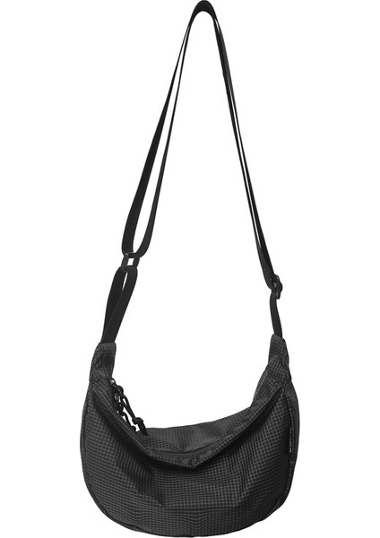 Çapraz Askılı Çanta Taşınabilir Yüksek Kaliteli Naylon Kumaş Basit Düz Renkli Ekose Tarzı, Siyah (Yurt Dışından)