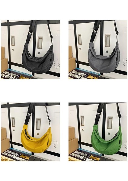 Çapraz Askılı Çanta Taşınabilir Yüksek Kaliteli Naylon Kumaş Basit Düz Renkli Ekose Tarzı, Siyah (Yurt Dışından) modelleri