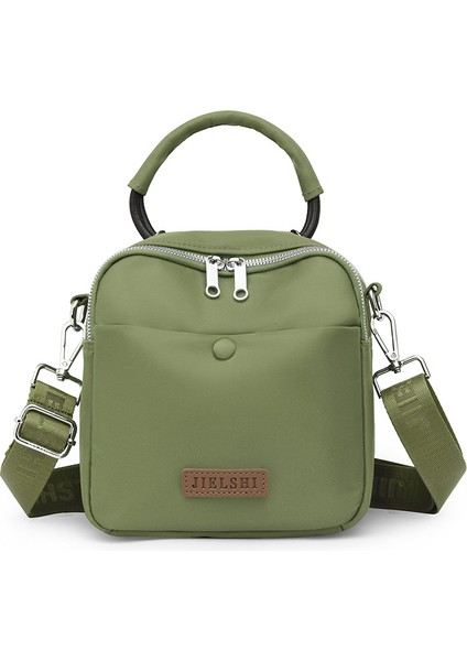 Çapraz Askılı Çanta Taşınabilir Yüksek Kaliteli Aşınmaya Dayanıklı Naylon Kumaş Düz Renk ve Sade Stil, Yeşil (Yurt Dışından)