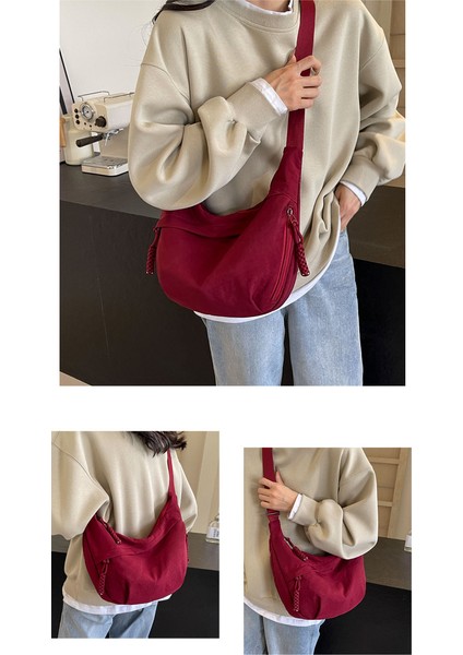 Çapraz Askılı Çanta Taşınabilir Yüksek Kaliteli Naylon Kumaş Mükemmel Işçılik Düz Renk Stili, Turuncu (Yurt Dışından) modelleri