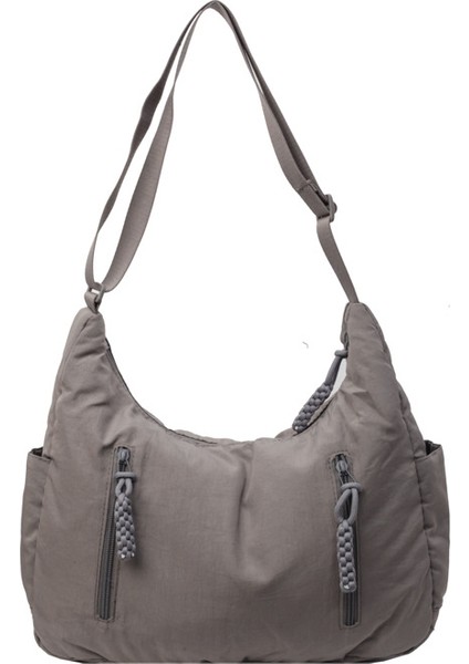 Çapraz Askılı Çanta Taşınabilir Yüksek Kaliteli Naylon Kumaş Mükemmel Işçılik Kentsel Tarz, Gri (Yurt Dışından)