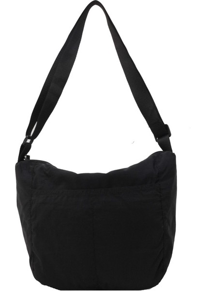 Çapraz Askılı Çanta Taşınabilir Yüksek Kaliteli Naylon Kumaş Mükemmel Işçılik Basit Stil, Siyah (Yurt Dışından)