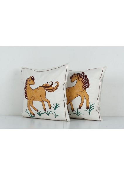 Hayvan Desenli Etnik Suzani Kırlent Kılıfı El Dokuma Kırlent Kılıf 45 x 45 cm modelleri