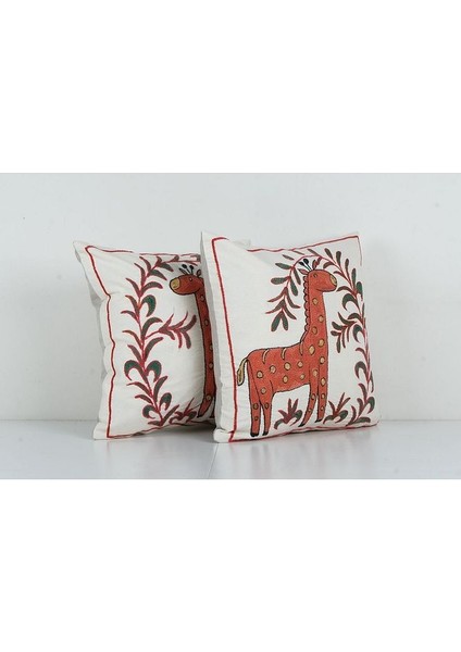 Çiçek Desenli Etnik Suzani Kırlent Kılıfı El Dokuma Kırlent Kılıf 45 x 45 cm fiyatları