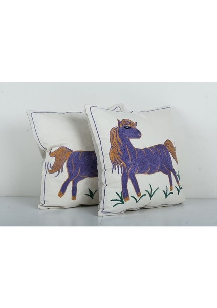 Set Hayvan Desenli Etnik Suzani Kırlent Kılıfı El Dokuma Kırlent Kılıf 45 x 45 cm fiyatları